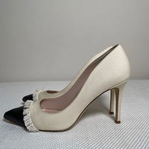 kate spade shoes cream black with fringe pumps size 7